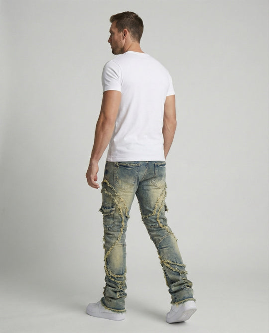 Herren Destroyed Jeans mit Cargotaschen