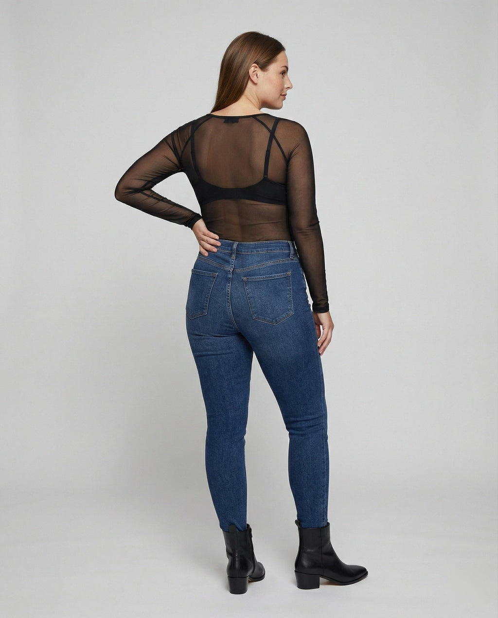Langärmeliges Mesh-Top