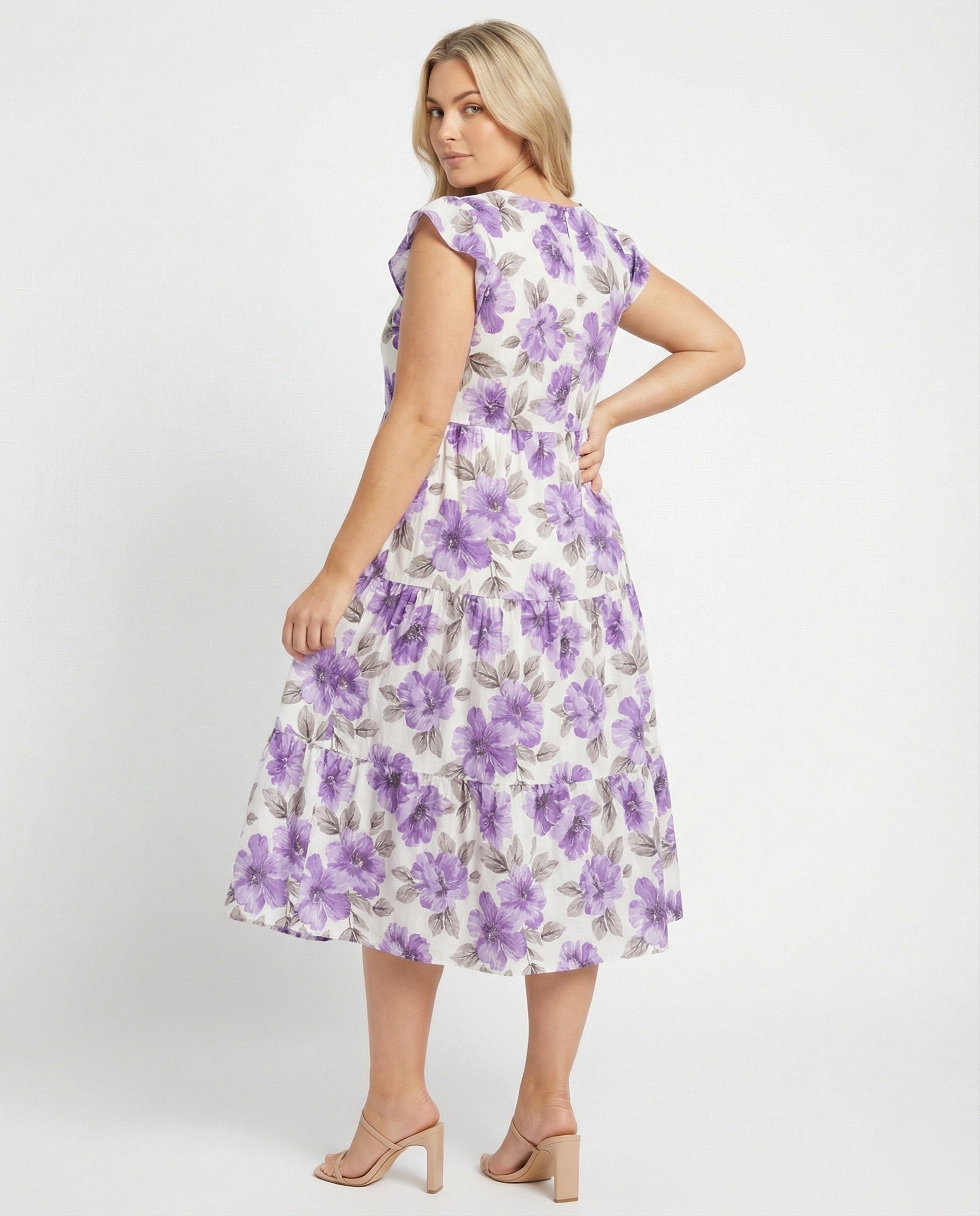 Damen Sommerkleid knielang mit Volant
