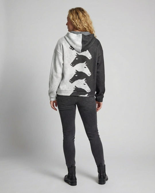 Damen Hoodie mit kreativem Pferdemuster & bequemer Passform