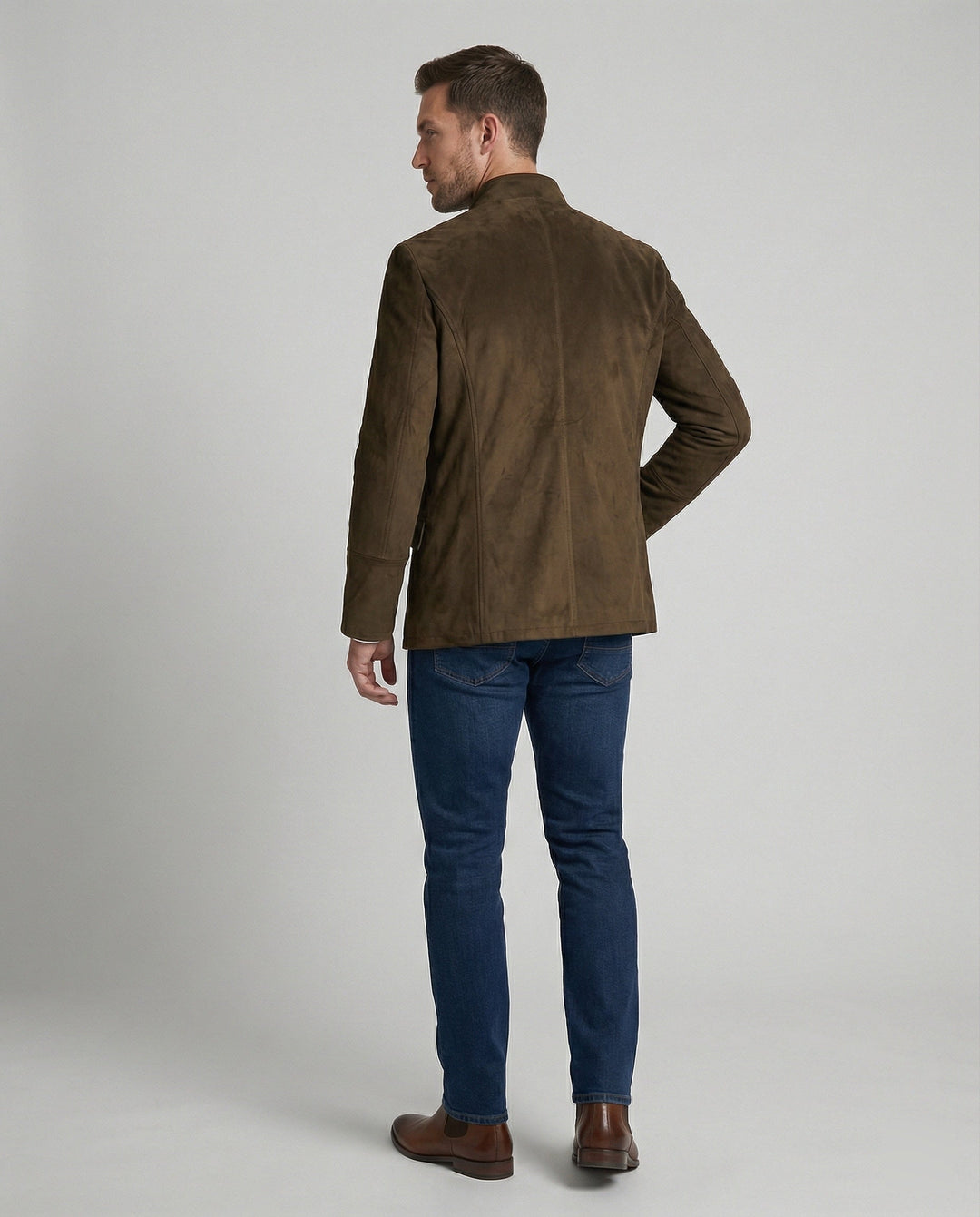 Herren Suede-Jacke mit Zierknöpfen