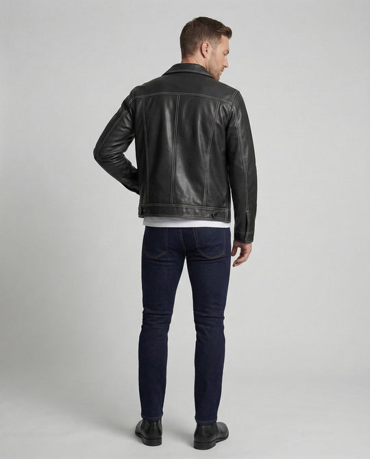 Herren Overshirt Jacke Lederlook