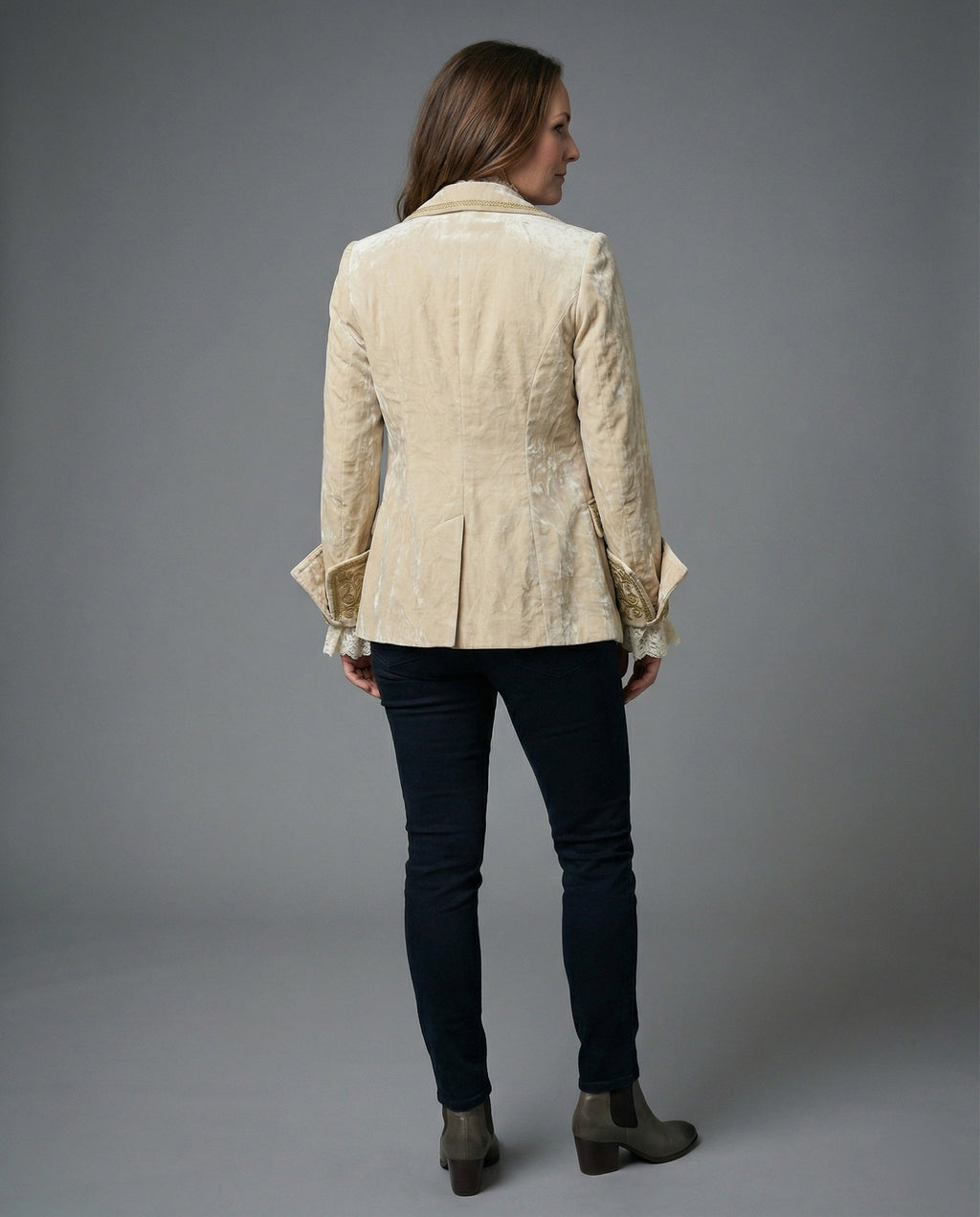 Damen Blazer Samt Stickerei