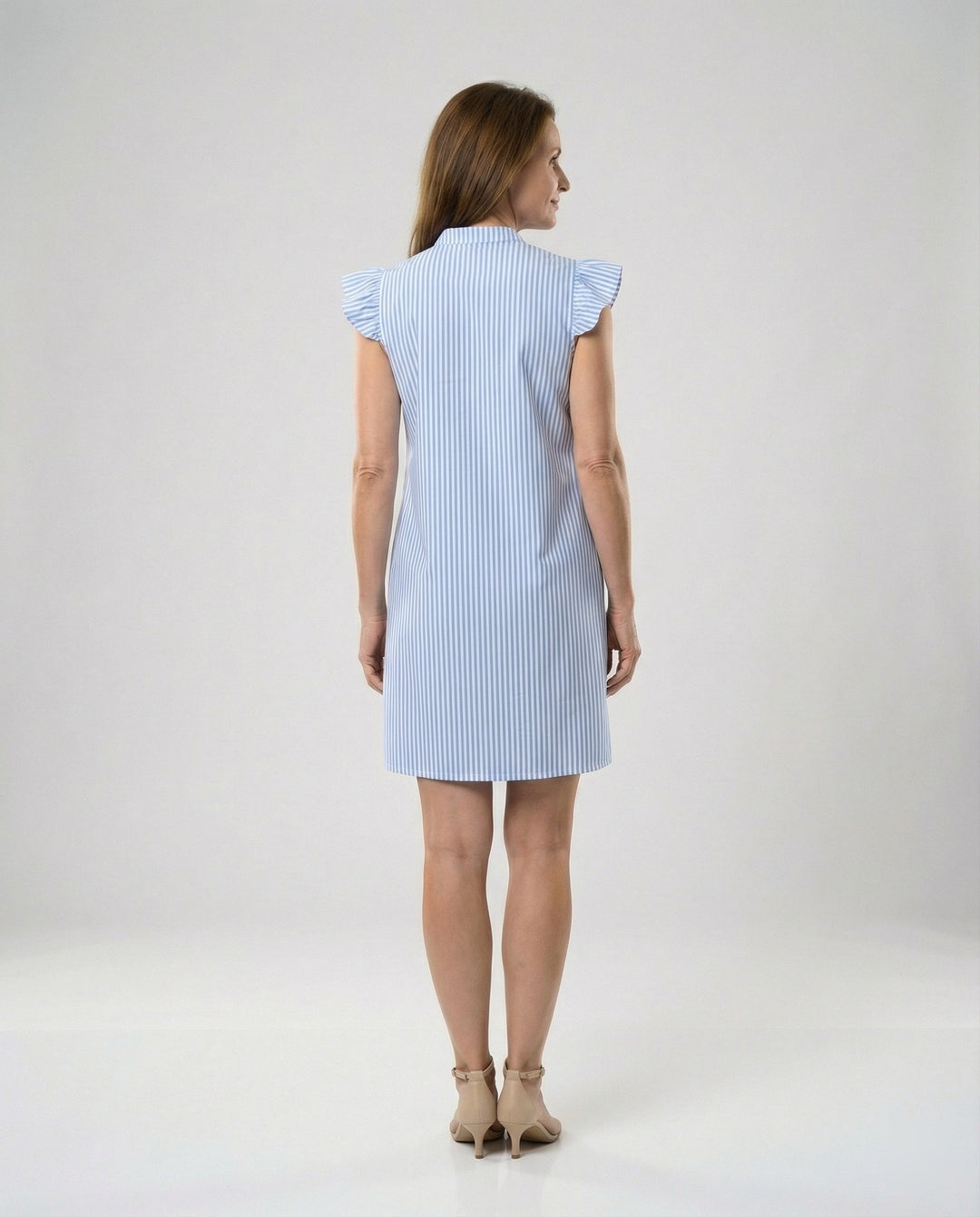 A-Linien Kleid Mit Rüschenärmeln Damen
