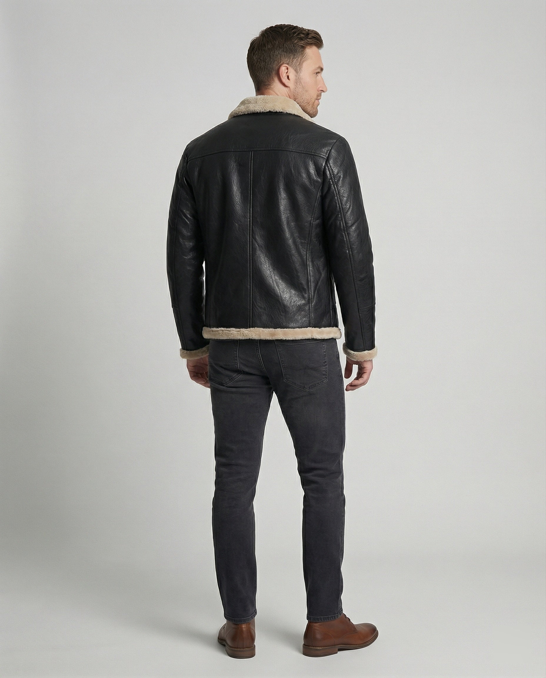 Herren Lederjacke mit warmem Innenfutter