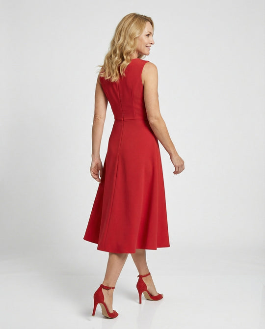 Damen Cocktailkleid Midi mit Wickeloptik