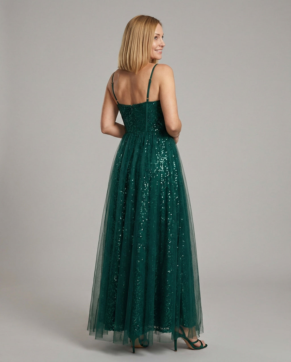 Abendkleid lang mit Tüllrock und Cups