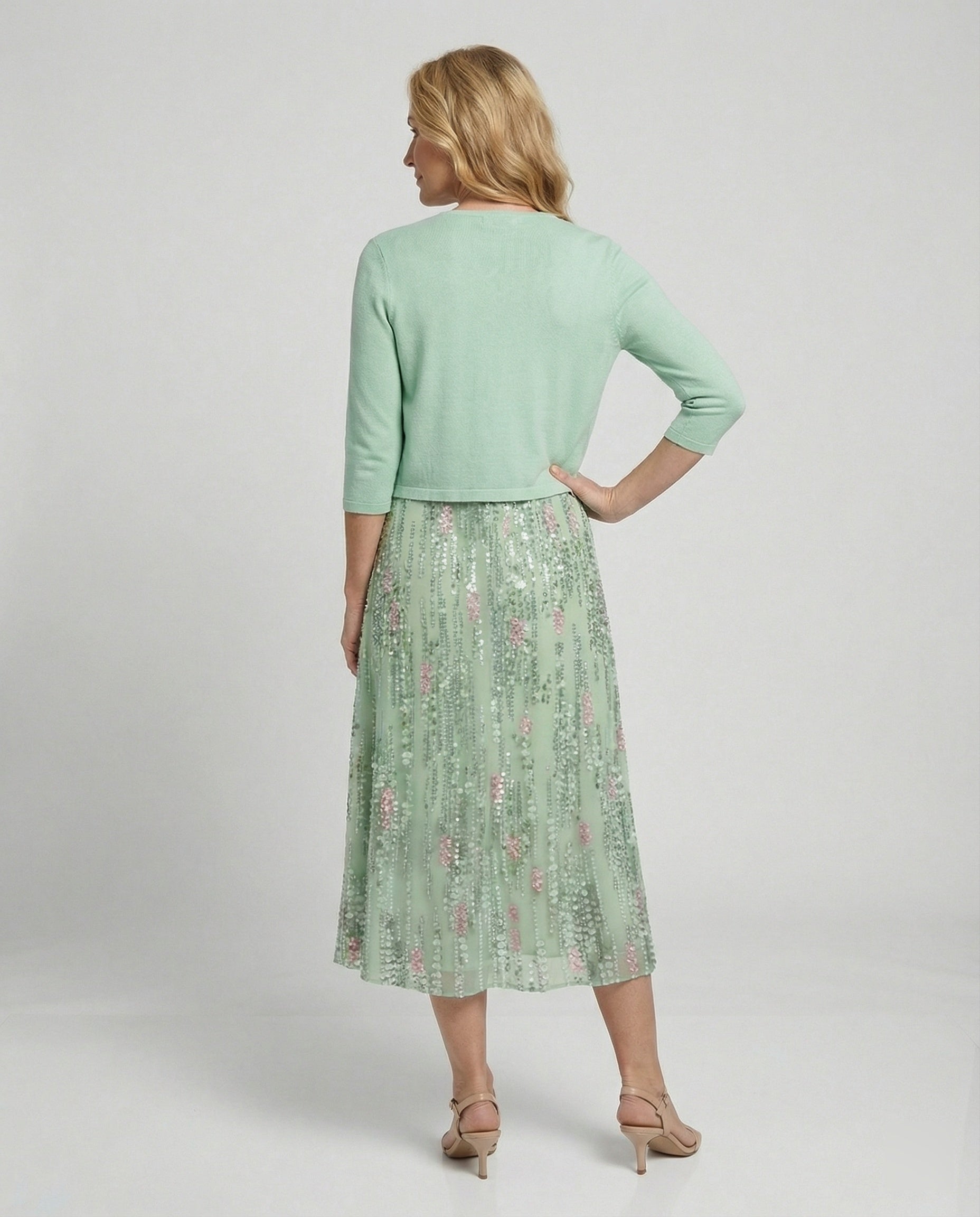 A-Linien Kleid Mit Bolerojacke Damen V-Ausschnitt