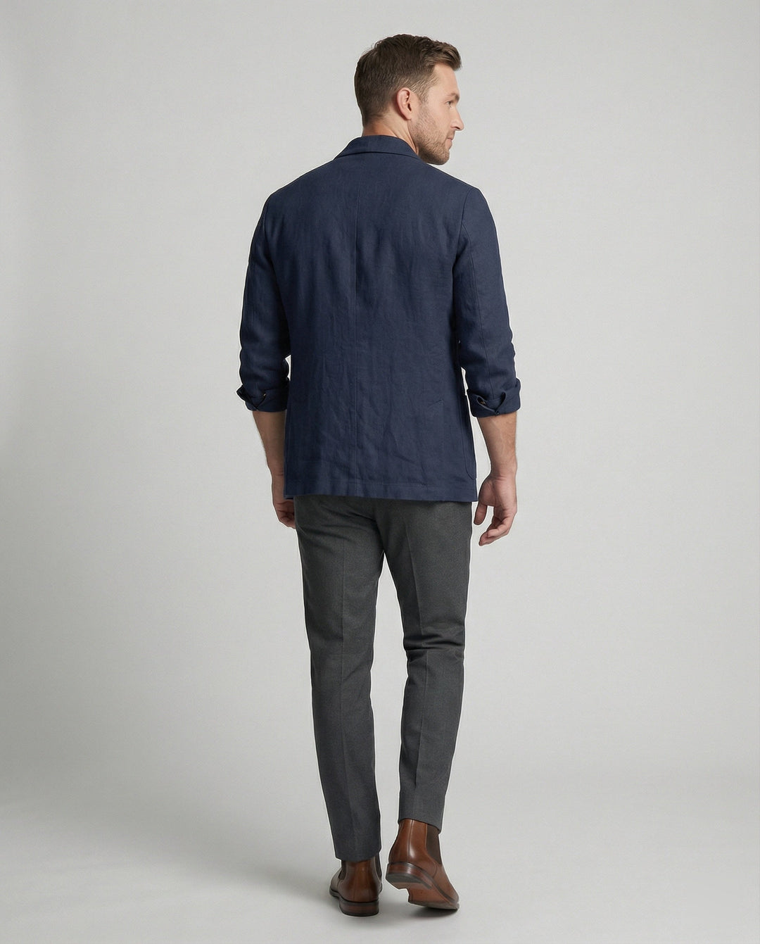 Herren Leichte Leinenjacke mit doppelter Knopfleiste
