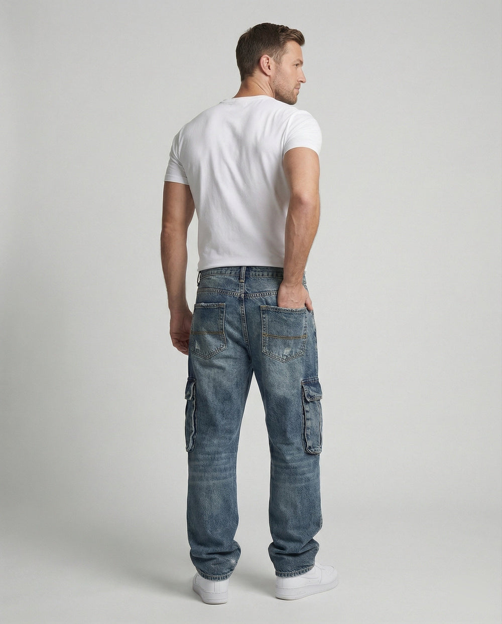 Herren Cargo Jeans weit mit Taschen