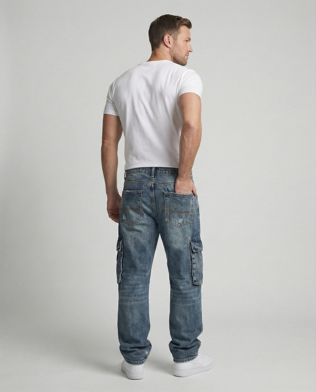 Herren Cargo Jeans weit mit Taschen