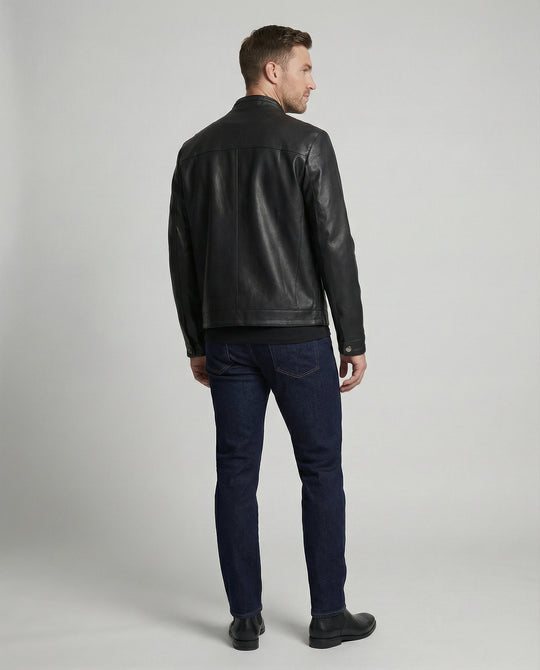 Herren Elegante Kunstlederjacke modern geschnitten