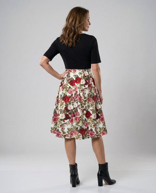 Damen Retro Freizeitkleid mit Blumenmuster