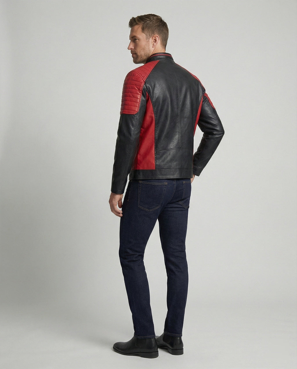 Herren Bikerjacke Motorsport Stil
