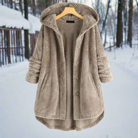 Bademantel - Strukturiertes Fleece - Lange und Lockere Passform - Knopfverschluss mit Taschen