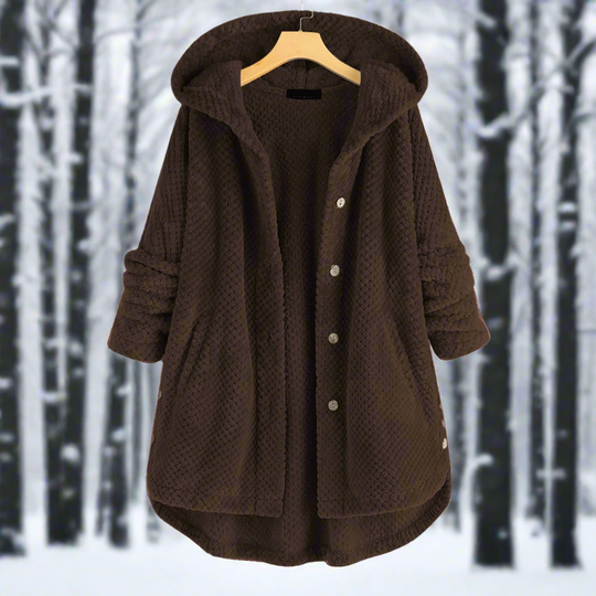 Bademantel - Strukturiertes Fleece - Lange und Lockere Passform - Knopfverschluss mit Taschen