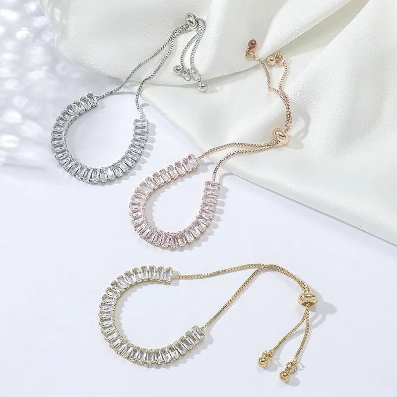 Baguette Crystal Verstellbare Tennisarmbänder