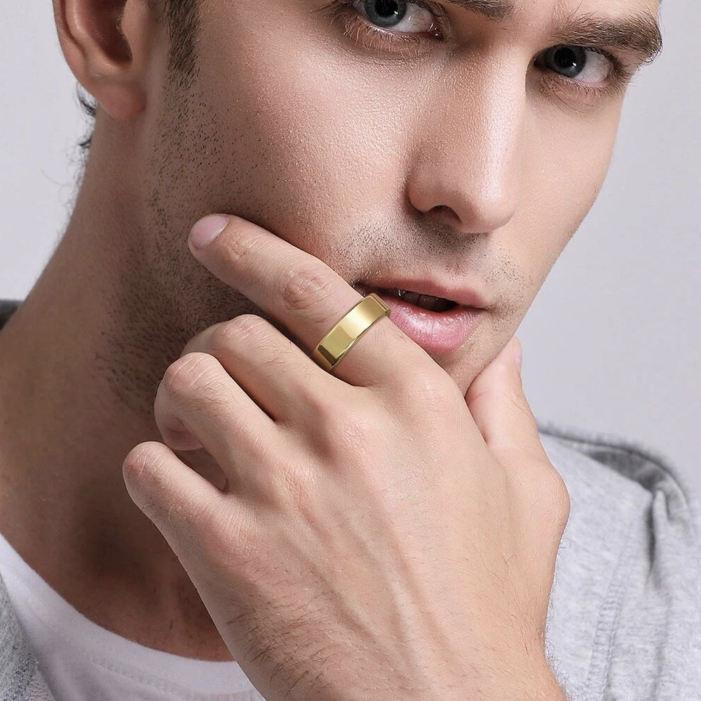Basis Einfache Dicke Goldfarbe Ring | Shop Nory