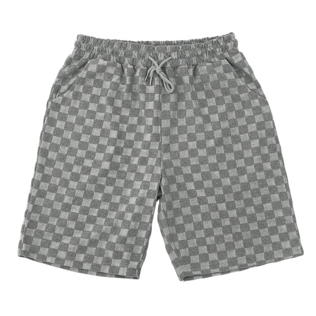 Schachbrettmuster Kurzarm-Shorts-Set