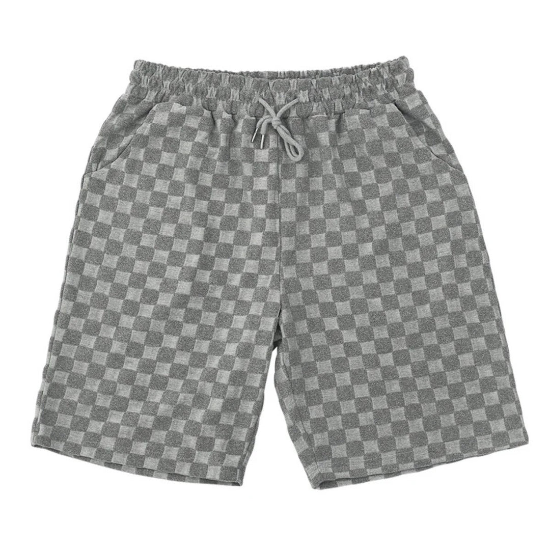Schachbrettmuster Kurzarm-Shorts-Set