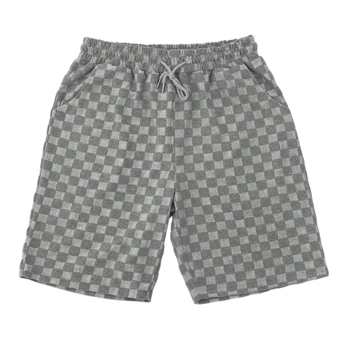 Schachbrettmuster Kurzarm-Shorts-Set