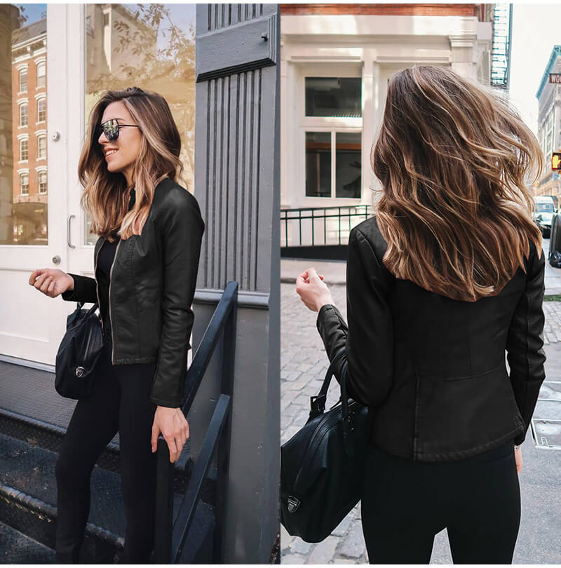 Elegante Italienische Lederbikerjacke