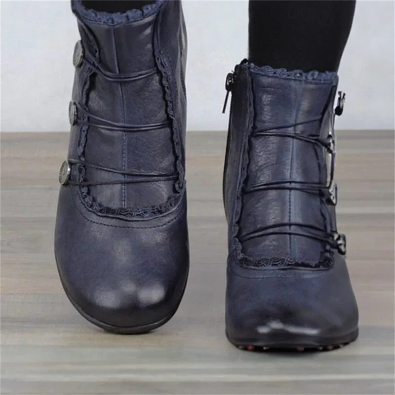 Damen Viktorianische Schnür-Stiefeletten mit Spitzenbesatz