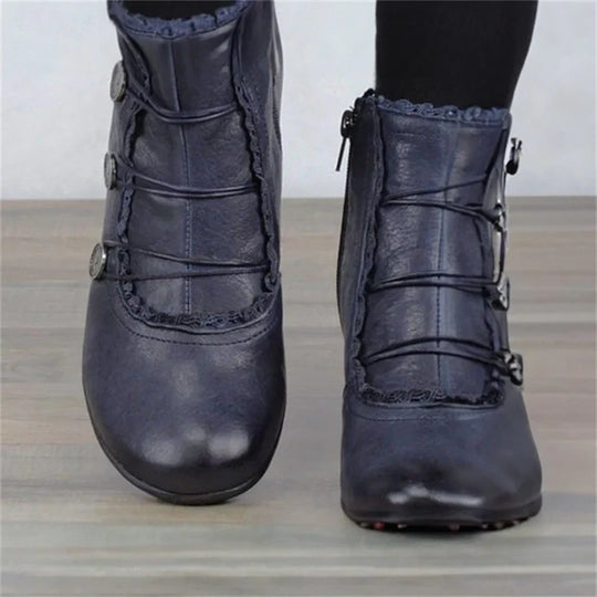 Damen Viktorianische Schnür-Stiefeletten mit Spitzenbesatz