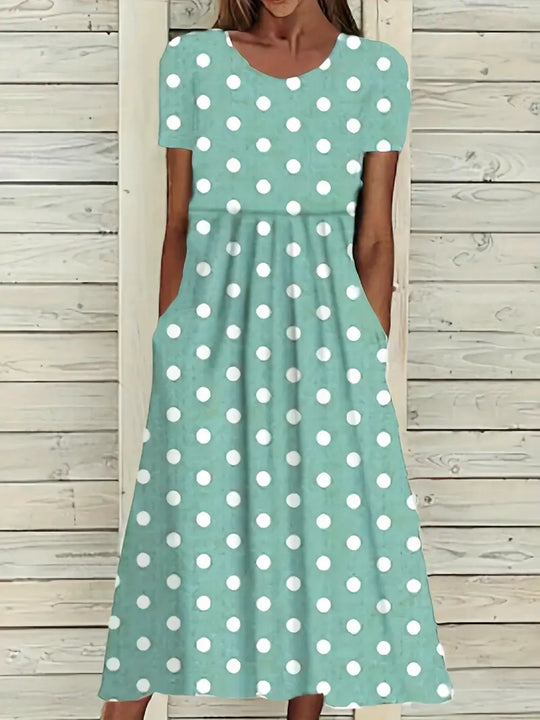 Midikleid mit polka dots für frühling/sommer