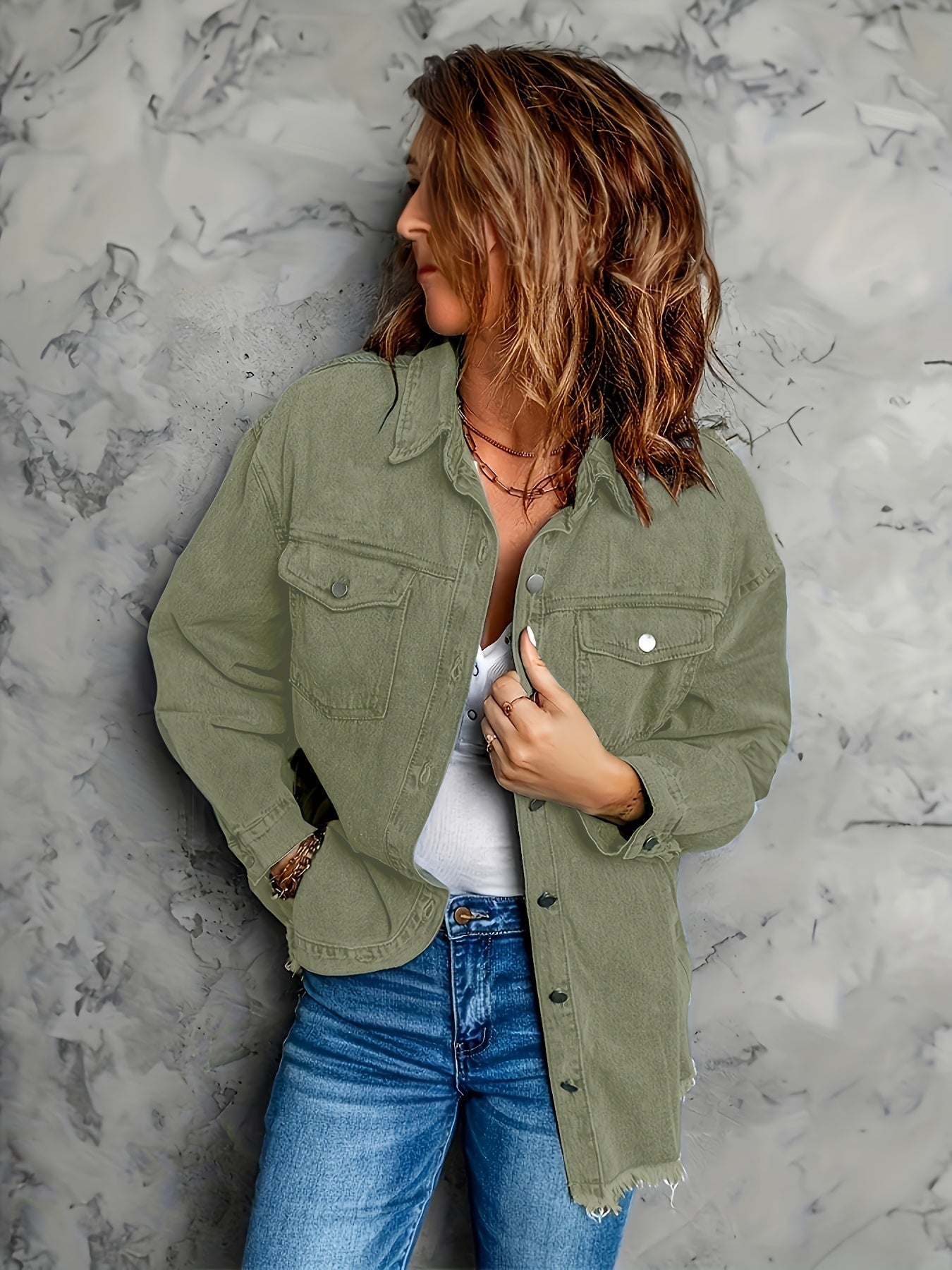 Lässige Denim Überhemden mit Taschen 100% Baumwolle Stilvoll und LanglR&Big