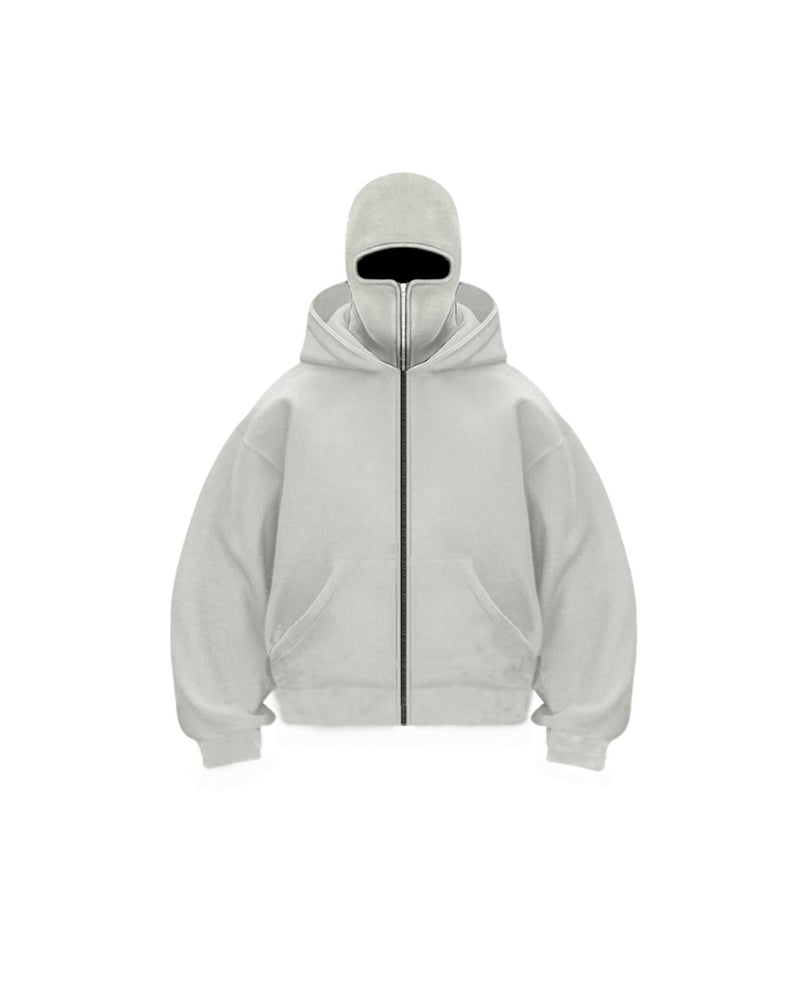 Sweatshirt Mantel mit Doppelkapuze und Reißverschluss