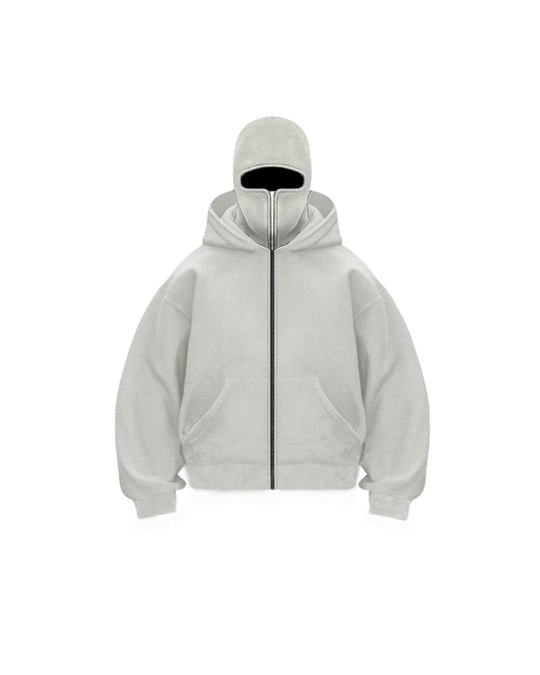 Sweatshirt Mantel mit Doppelkapuze und Reißverschluss
