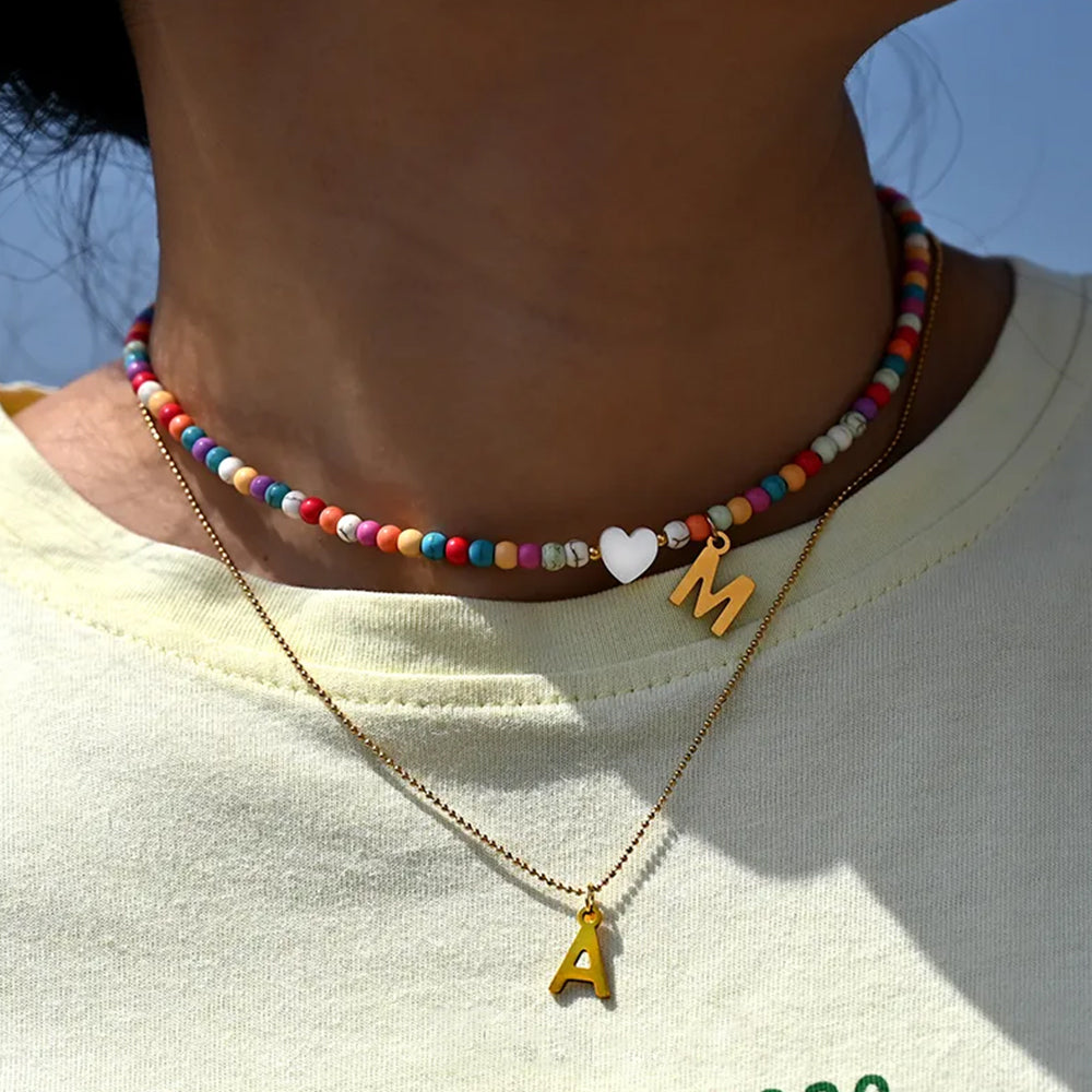 Farbige Perlen Initialen Choker | Shop Nory