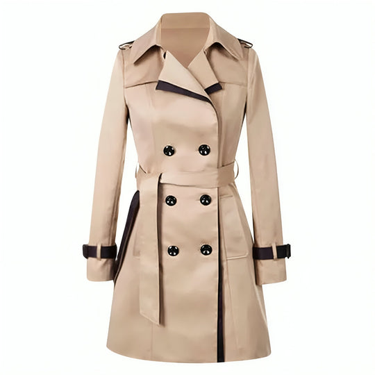 Eleganter Zwei-Ton Lange Trenchcoat - Bequem & Warm