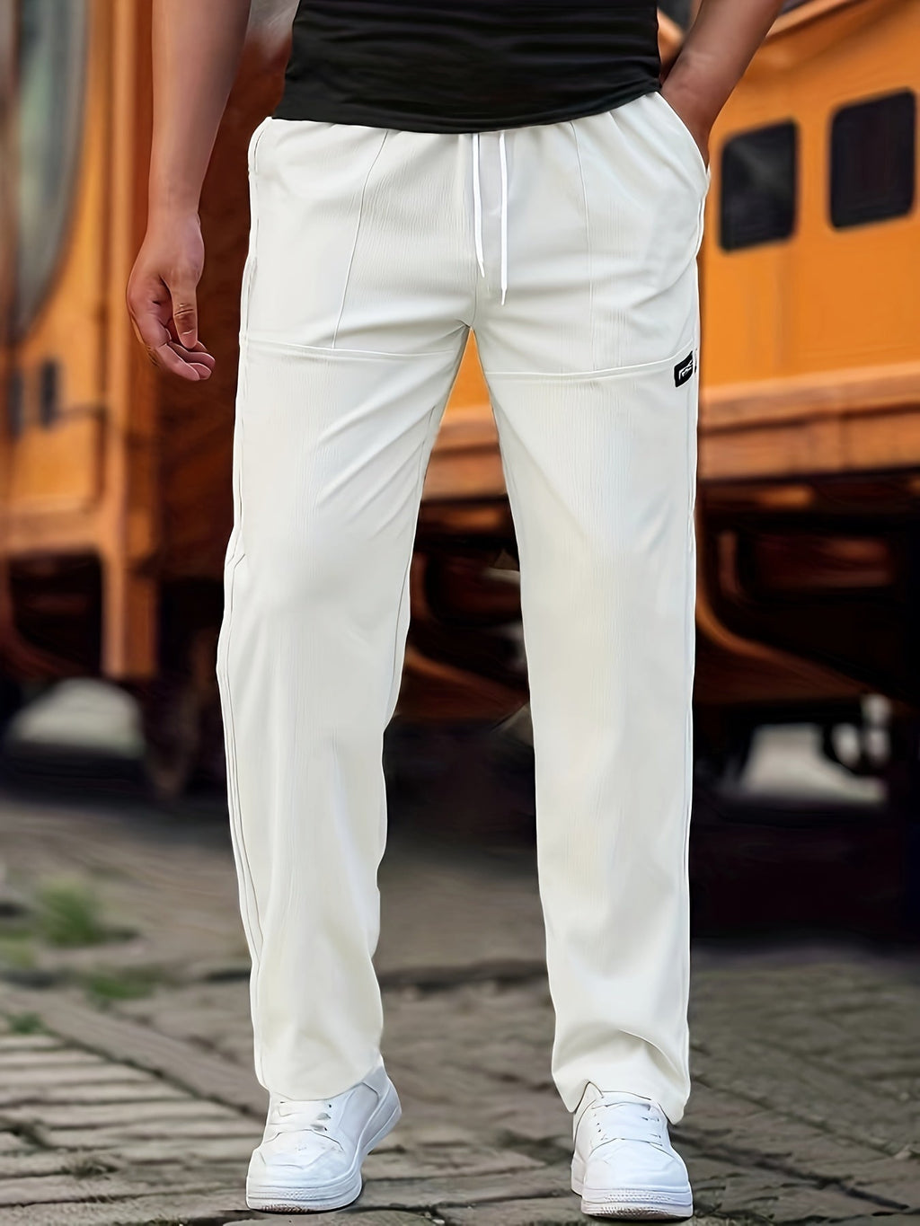 Stilvolle Kordelzug Athletische Hosen mit Taschen für Herren