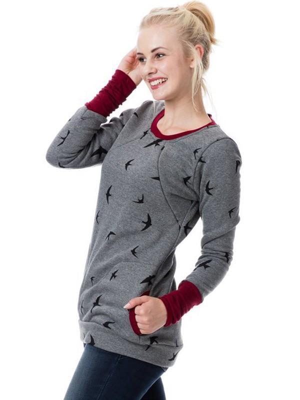 ShopNory Schwangerschafts-Chaps, Krankenschwester-Sweatshirts, Blumendruck, Taschen, Reißverschluss, Stillkleidung