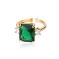 Großer grüner Zirkon viereckiger Steinring | Shop Nory