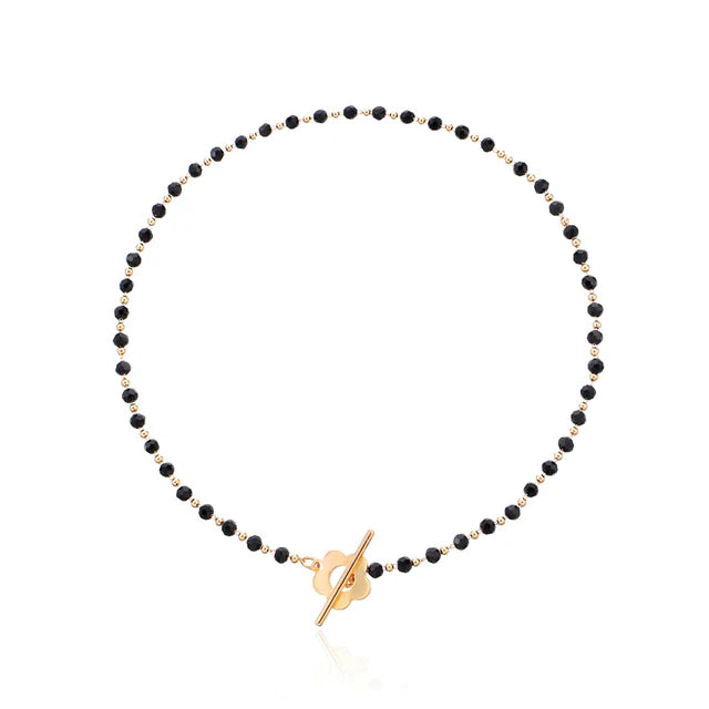 Schwarze Kristallglasperlen Kette Choker Halskette | Shop Nory