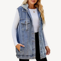Denim Hoodie Weste für Frauen