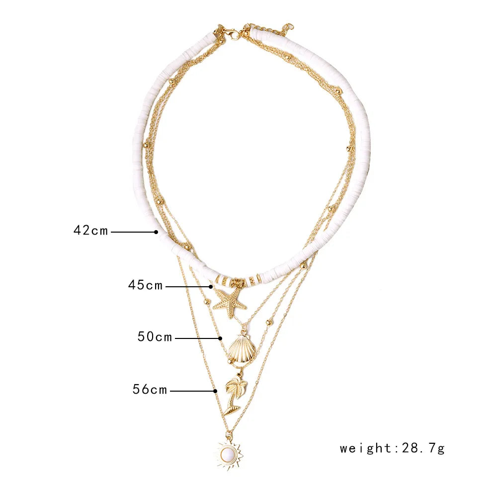 Schichtige Ton-Schalen-Stern-Sonnen-Anhänger-Halskette | Shop Nory