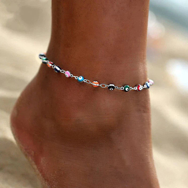 Bohemian Türkische Augen Perlen Fußkette | Shop Nory