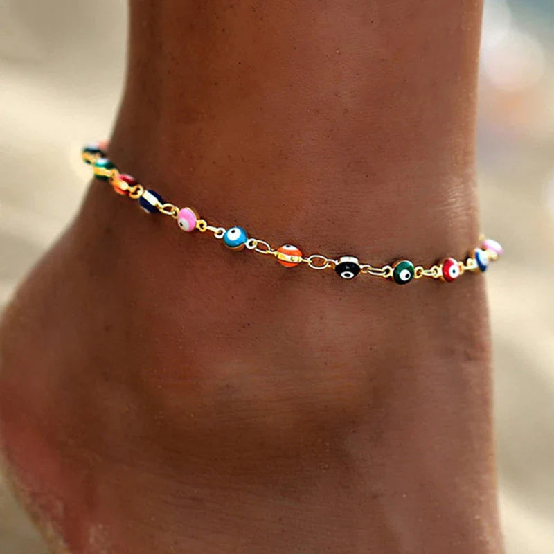 Bohemian Türkische Augen Perlen Fußkette | Shop Nory
