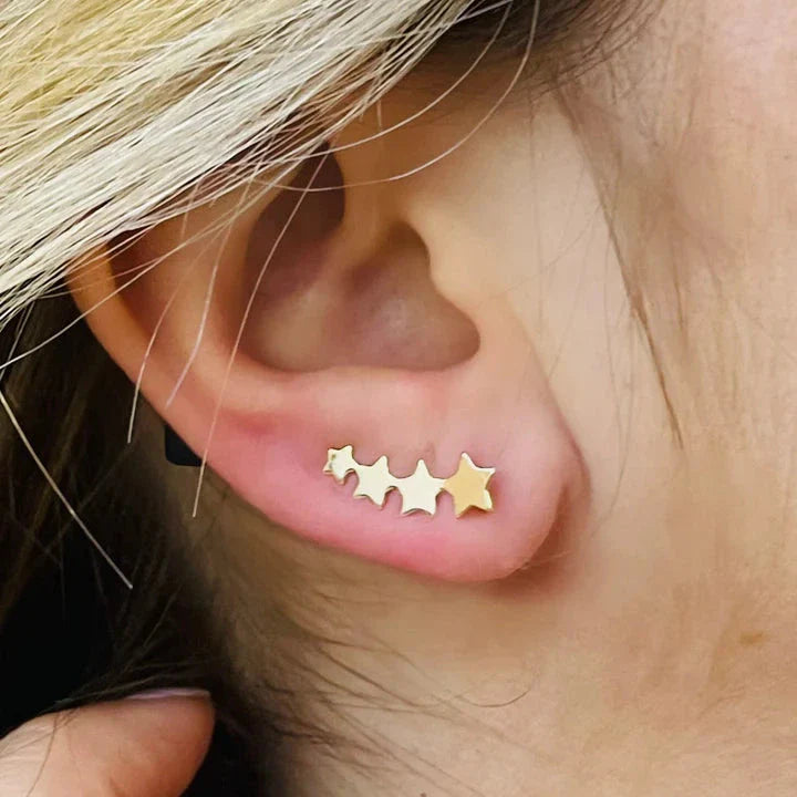 Ohrklemme mit 4 Sternen vergoldet für Damen | Shop Nory