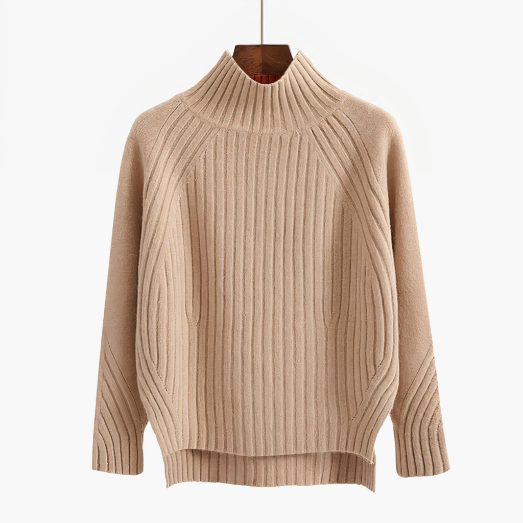 Rippstrick hochabschließender Pullover