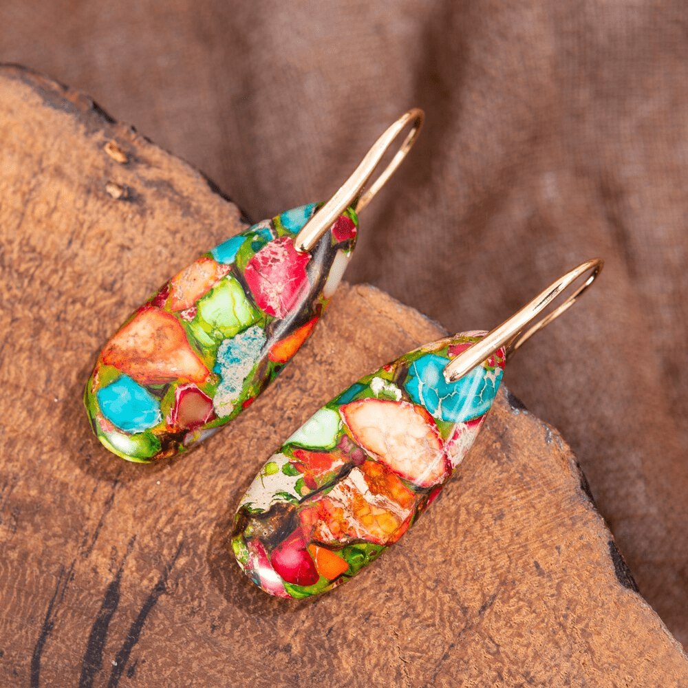 Stilvolle Jaspis Tropfenohrringe - Levana | Shop Nory