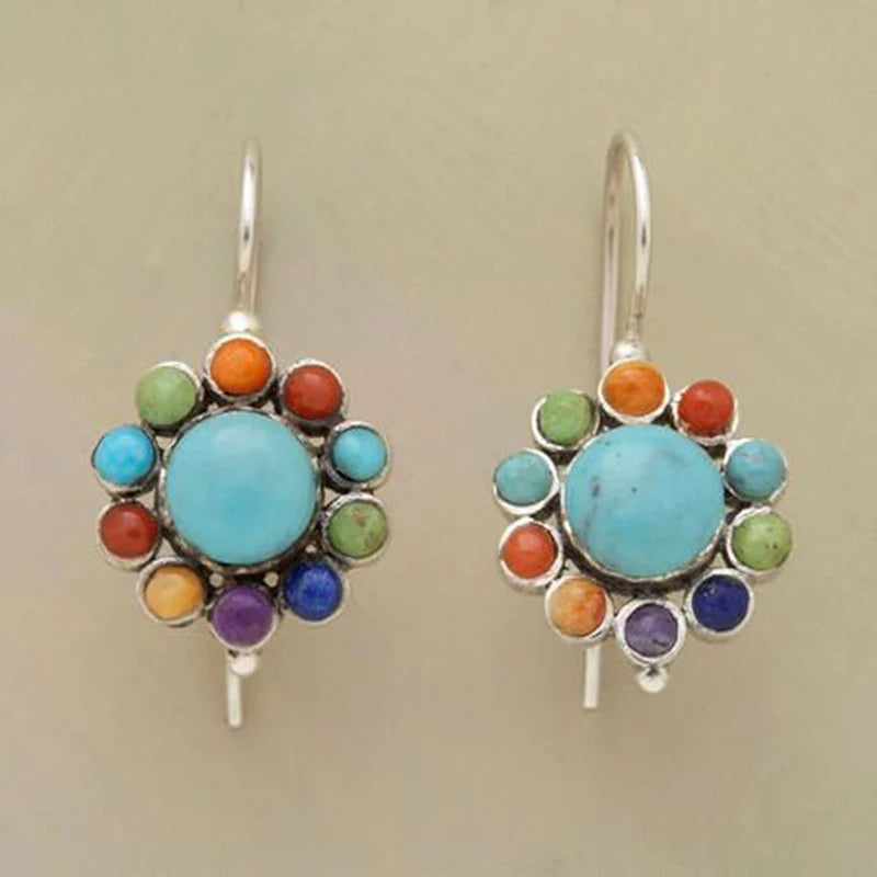 Runde Türkis-Ohrringe im Farbenfrohen Design - Selina | Shop Nory