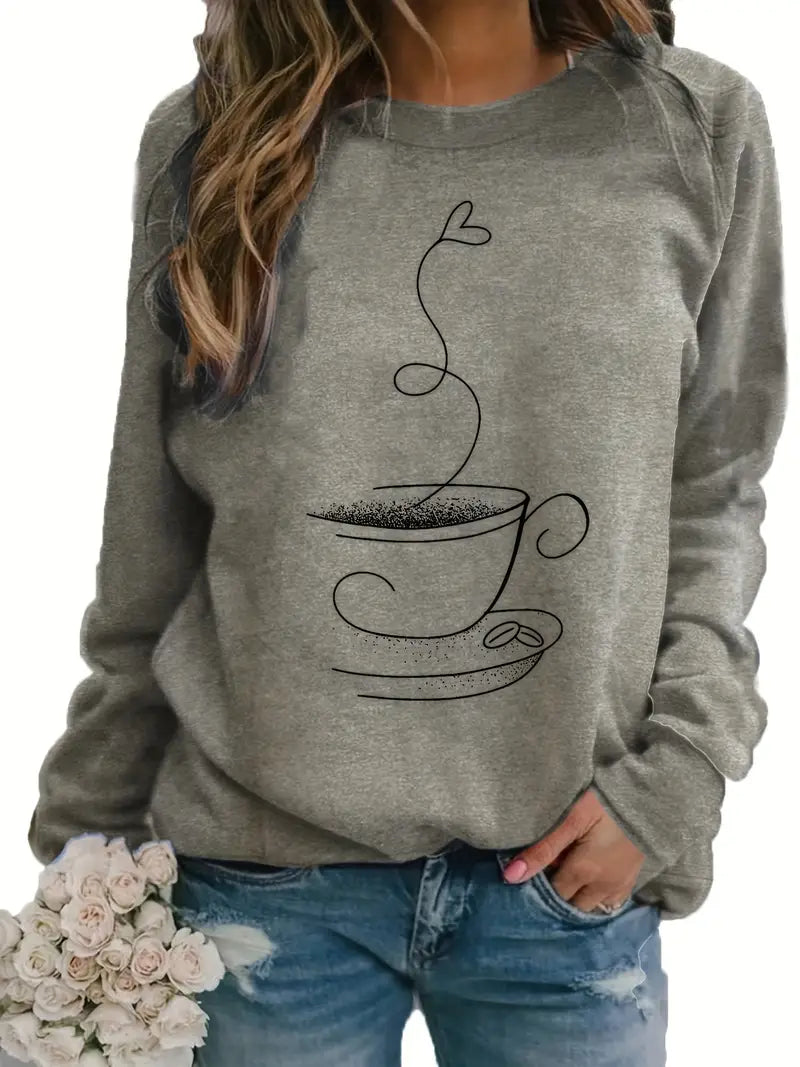 Gemütliches Kaffee Grafisch Sweatshirt