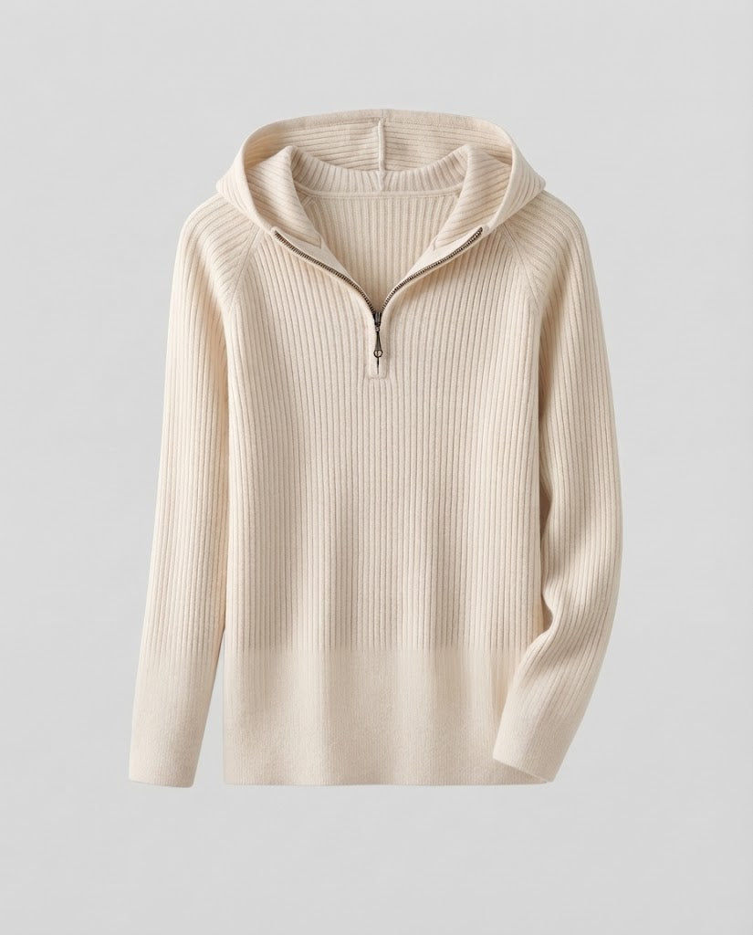 Damen Kaschmir-Optik Feinstrick-Pullover mit halbem Reißverschluss und feiner Rippenstruktur Shop Nory