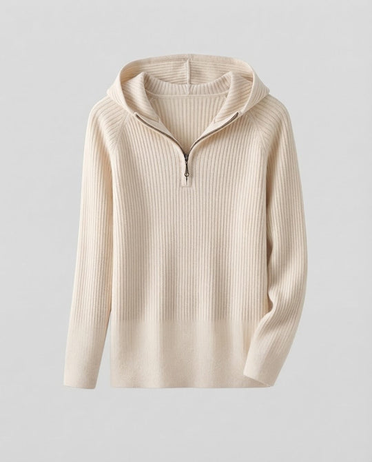 Damen Kaschmir-Optik Feinstrick-Pullover mit halbem Reißverschluss und feiner Rippenstruktur Shop Nory