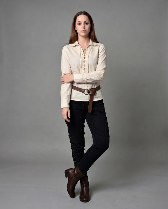 Damen Freizeit Langarmshirt mit Kordelzug Shop Nory